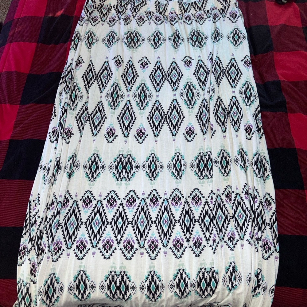 Cato Black and Teal Geometric Skirt